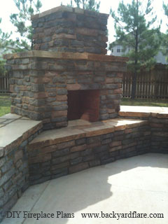 DIY Outdoor Fireplace with seating